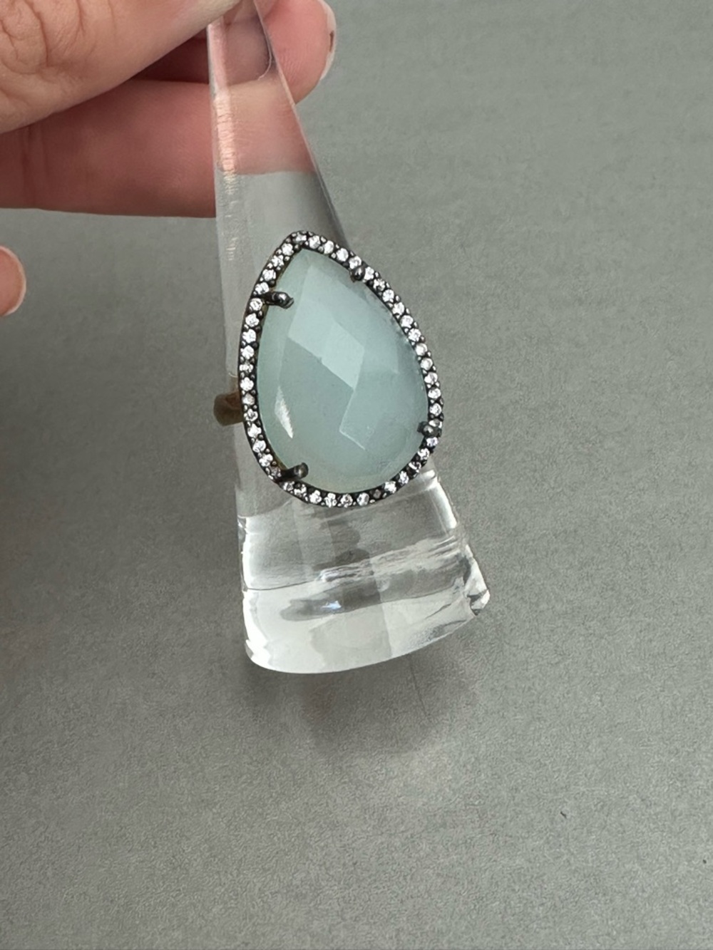Teardrop Mint Crystal Statement Ring